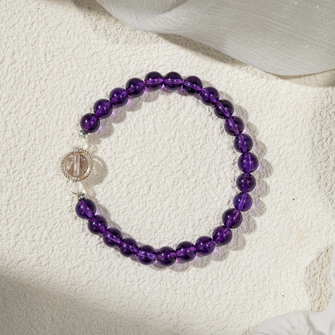 【紫霞仙子-深】水晶手串（天然珠宝多样性发其一）