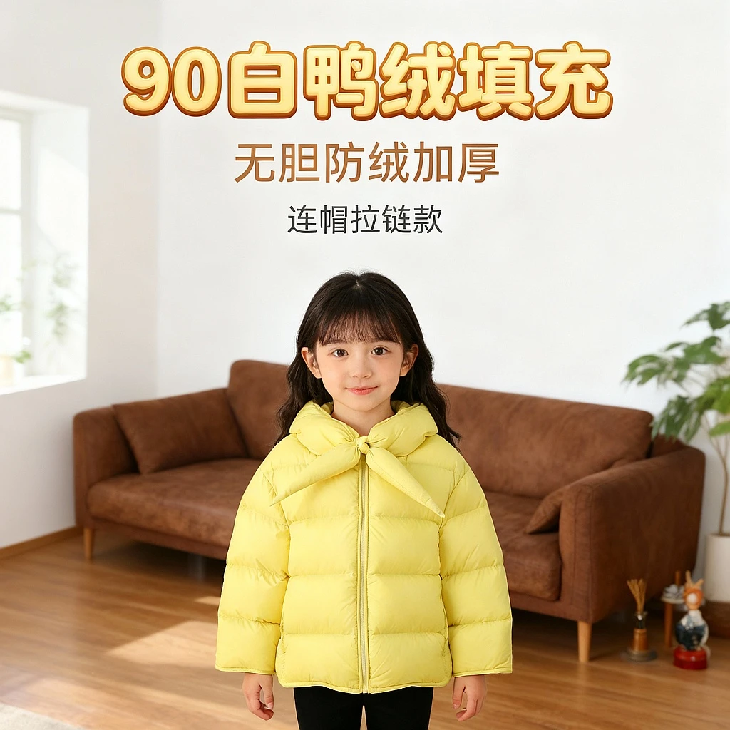 2025新款短款轻型加厚显白90白鸭绒无胆防绒面包泡芙亲子鸭绒服