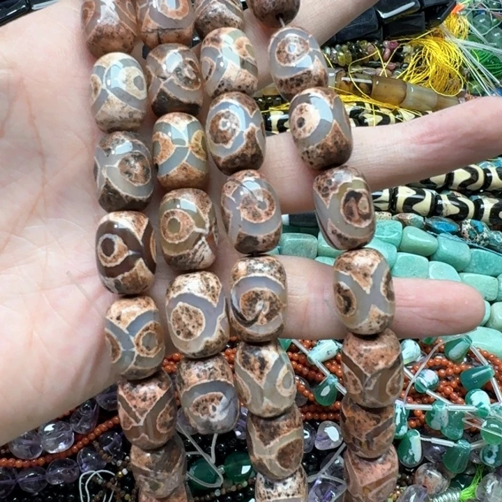 合金玛瑙/玉髓珠宝半成品一条13x17mm三眼