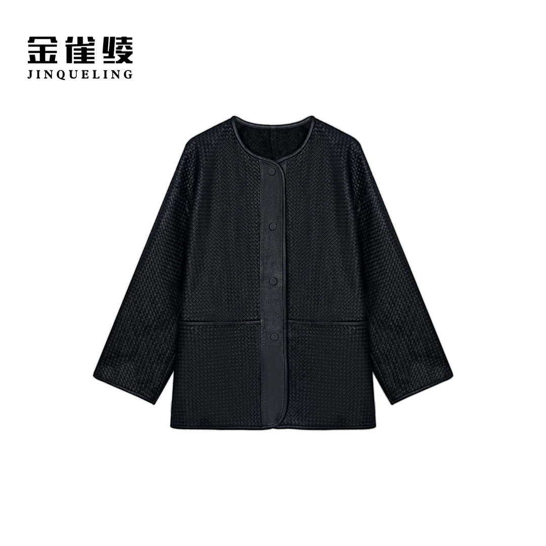 金雀绫【米兰世家】设计师款潮流绵羊皮加宽加大皮衣外套SZAK3PU880