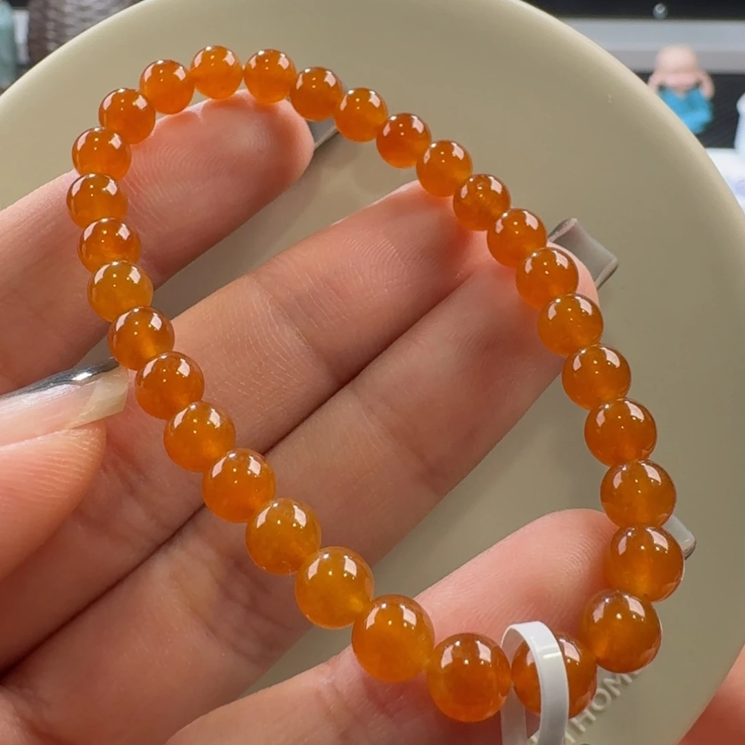 翡翠手链未镶嵌高冰本命年红手串卡5.8 满红天然！