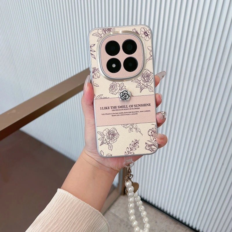 适用于红米note15手机壳新款皮纹note15pro玫瑰花防摔note15pro+