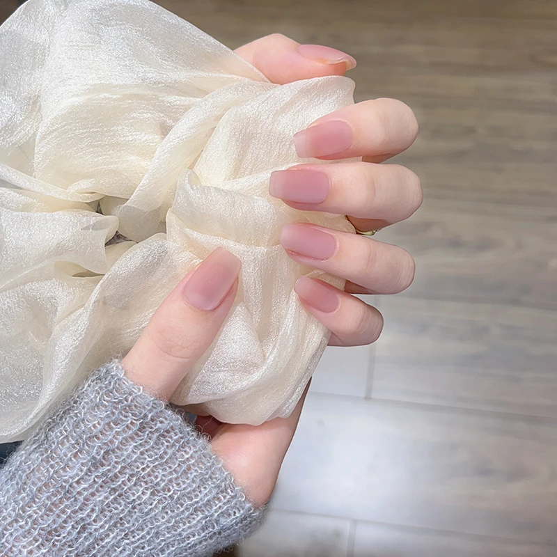 【粉雾海】显白温柔丝绒磨砂猫眼美甲贴片纯手工穿戴甲