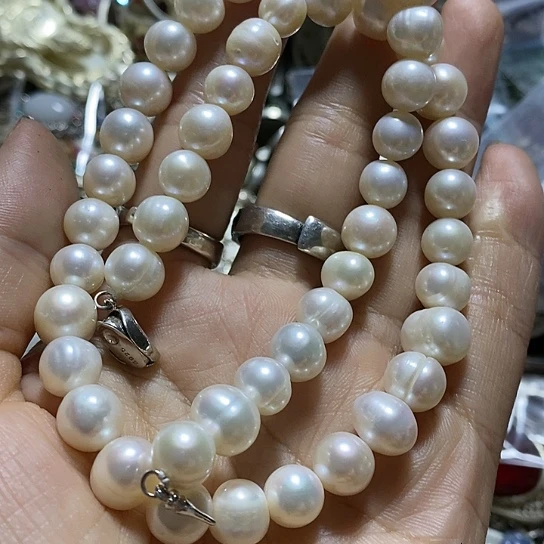 琉璃寸银扣头珍珠项链