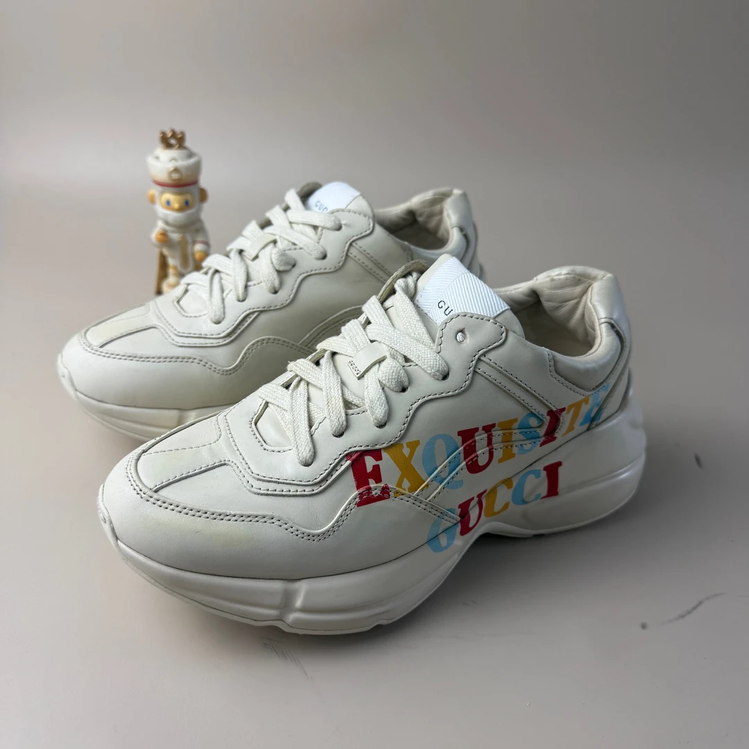 95新 GUCCI/古驰 字母彩色印花老爹鞋 36.5码公价8500 YLP3370