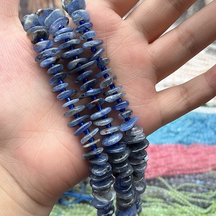未镶嵌玛瑙/玉髓珠宝半成品一条蓝晶石随型隔片
