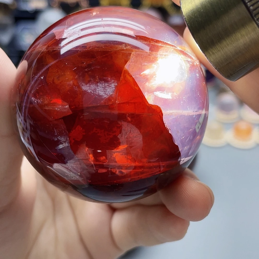 未镶嵌珠宝半成品水晶天然高货红浇花60.2mm