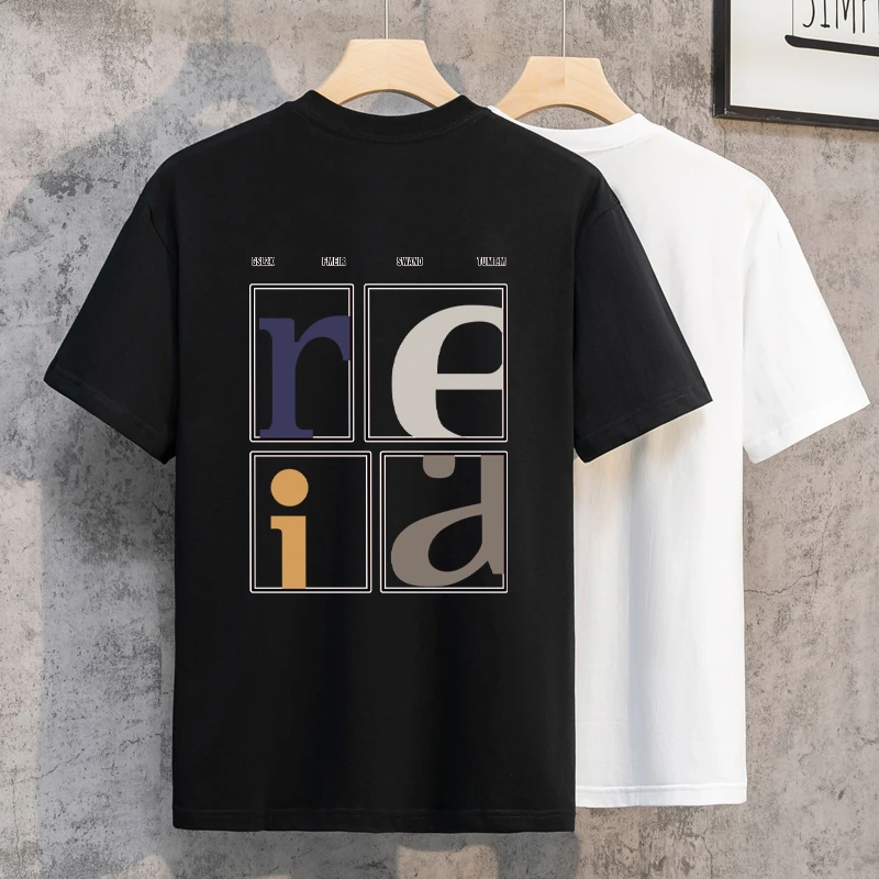 潮牌重磅纯棉短袖T恤潮流百搭T恤男士休闲夏季半袖宽松圆领上衣