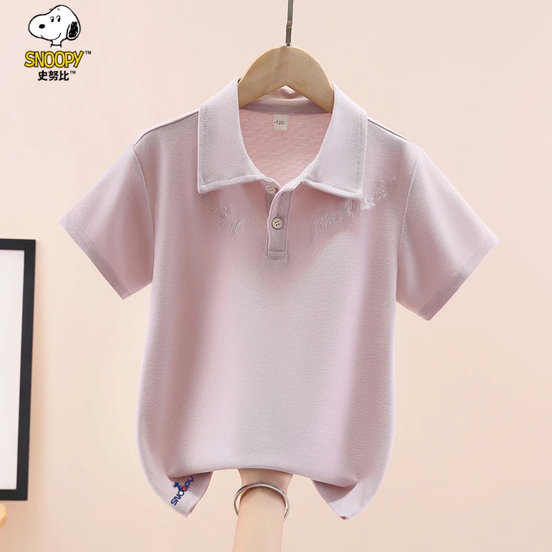 史努比男童t恤短袖2025新款夏季中大儿童洋气POLO衫衣服男孩夏装