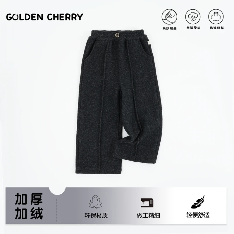 3【金樱桃】小童麻黑色竖线休闲裤JYT4072