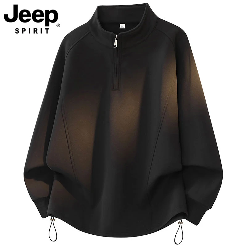 JEEPSPIRIT吉普秋冬季新款重磅大码高领拉链潮流百搭休闲男士卫衣