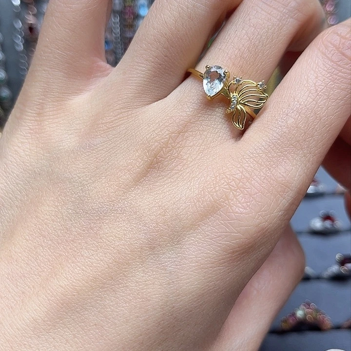 海蓝宝石戒圈银S925镶嵌