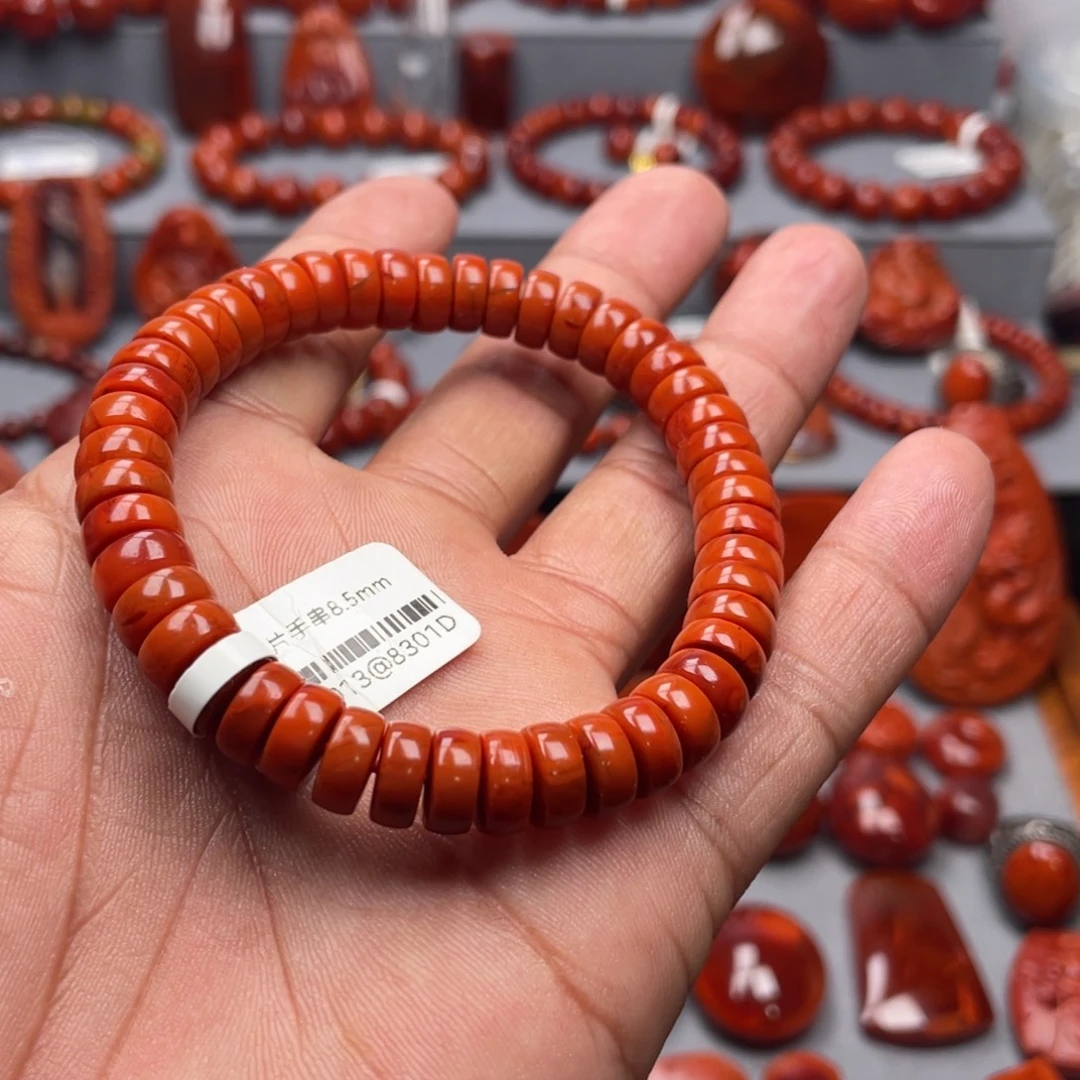 南红玛瑙未镶嵌珠宝奇石单圈8➕