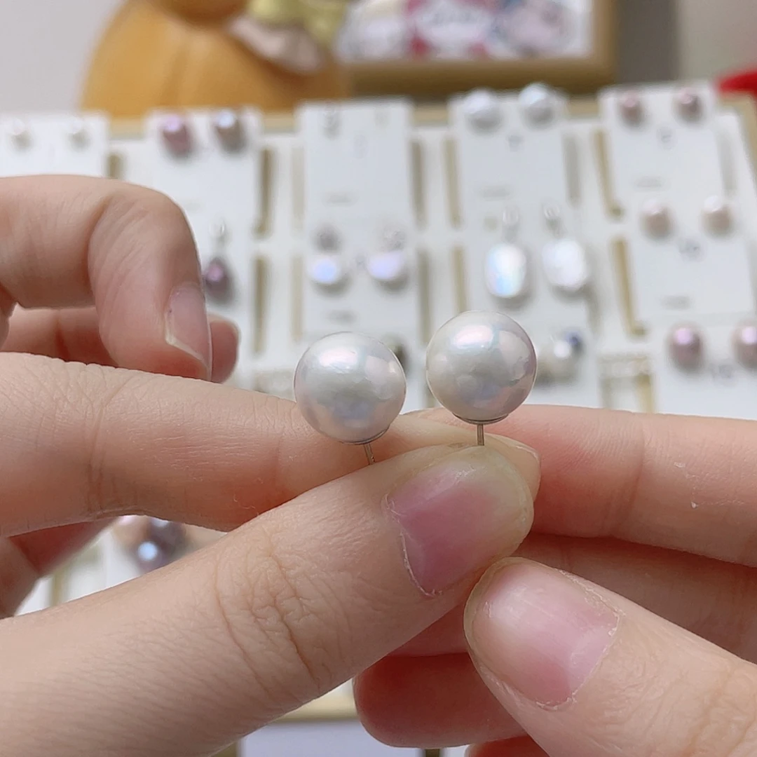 赵***ღ淡水珍珠耳饰银S925镶嵌