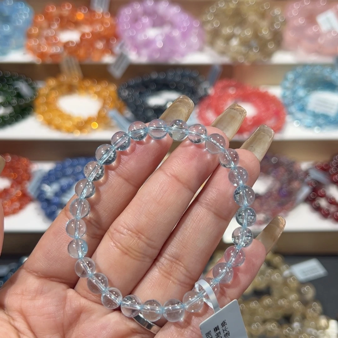 未镶嵌托帕石手串蓝托帕6.7mm