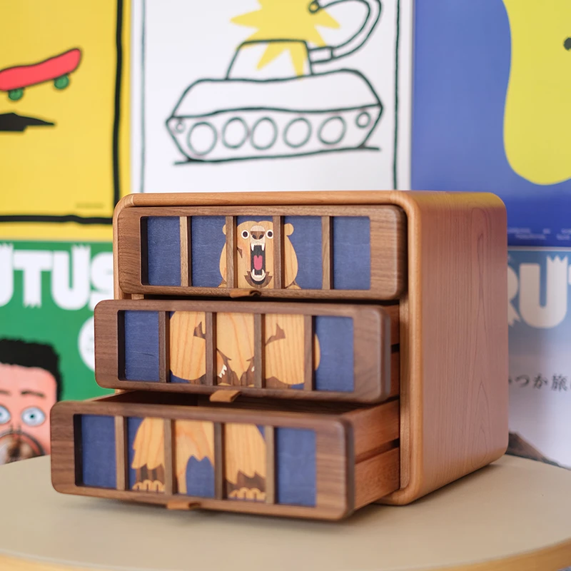 萌兽收纳柜/创木工坊实木杂物桌面收纳饰品生日礼物收纳首饰盒