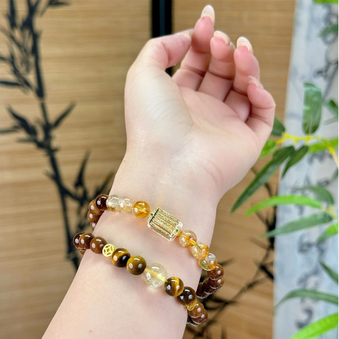 普陀山 黄塔晶+五条文 2025新款原创手链黄水晶手串