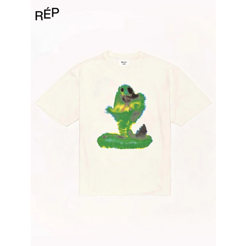 WILD ANIMALS设计师米白蛇+火烈鸟印花短袖T恤25SS TheREPUBLIQUE