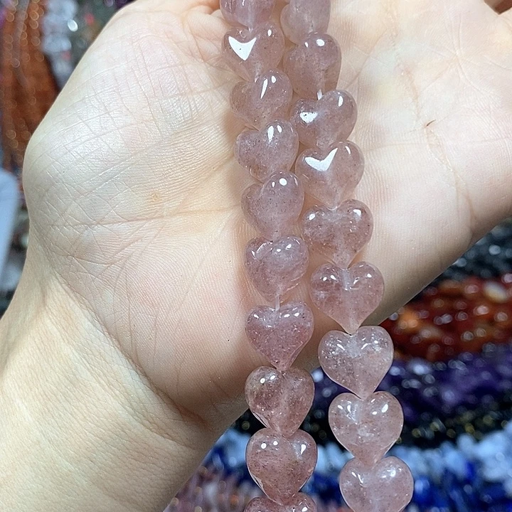 玛瑙/玉髓未镶嵌珠宝半成品天然草莓晶屁桃卡12mm15颗