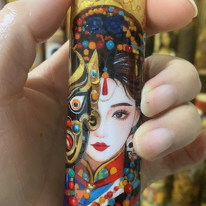 万***机实心玉竹文玩手把件