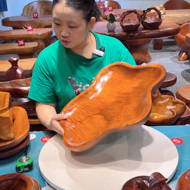 香樟实木随形果盘
