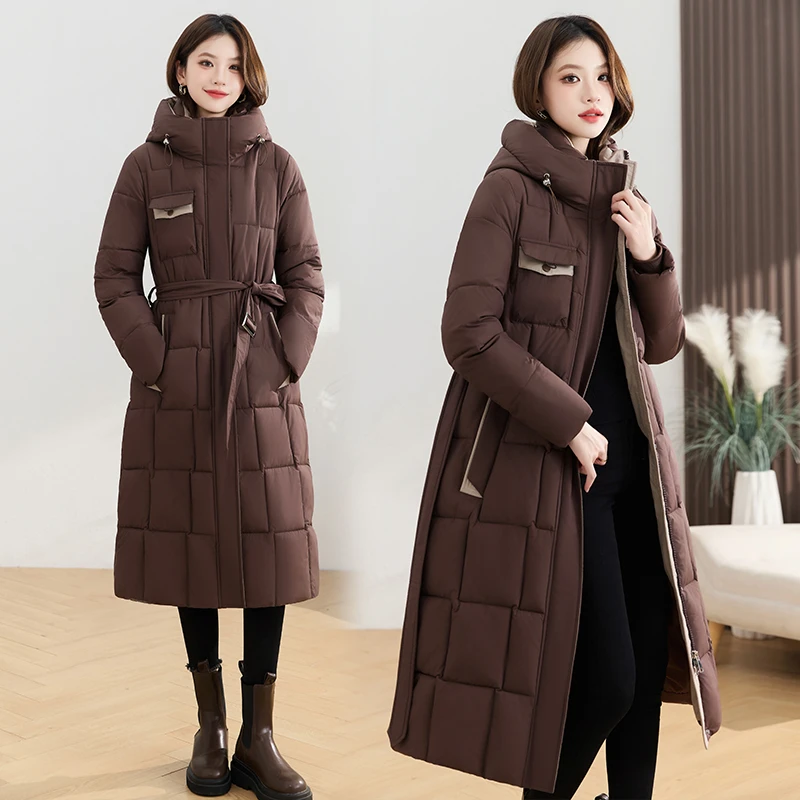 2025年新款冬季加厚保暖棉衣外套爆款棉袄女中长款连帽棉服棉衣潮
