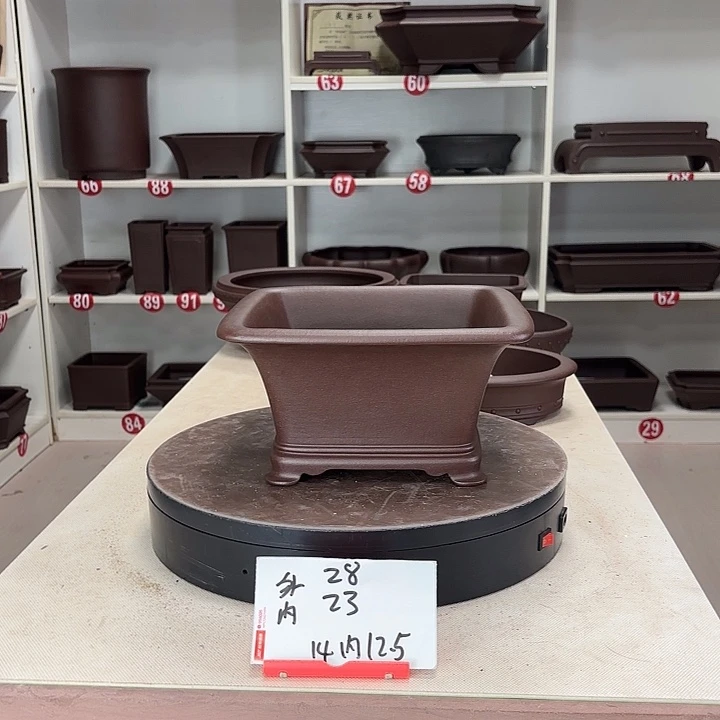 看***景紫砂花盆四方斗盆