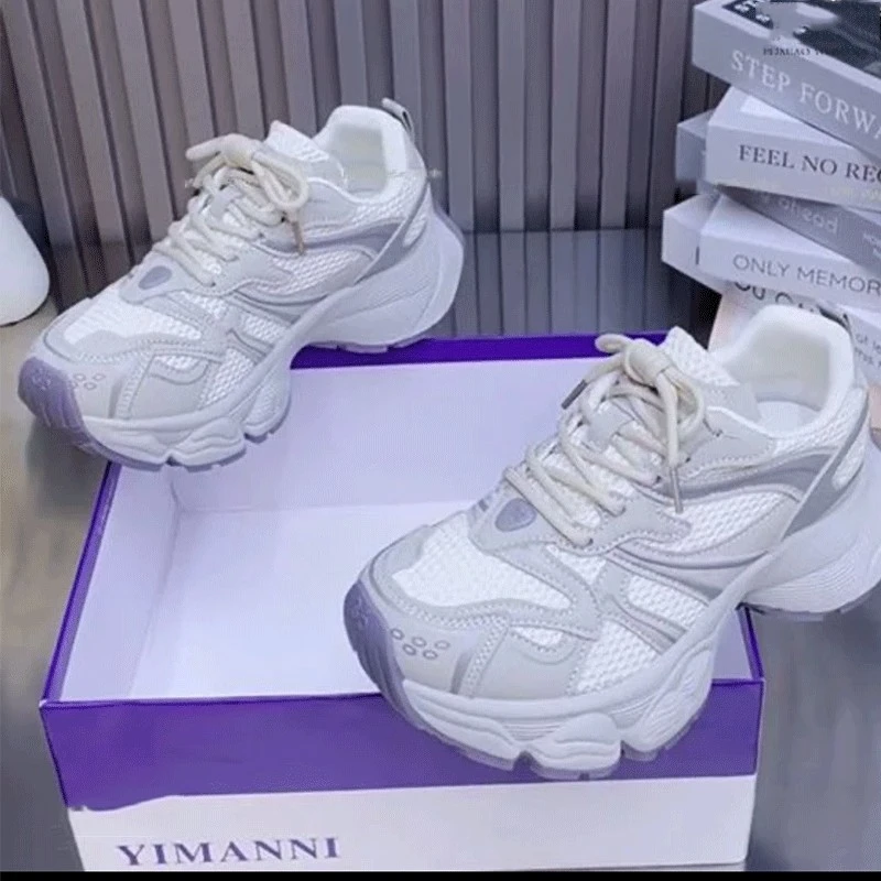 老爹鞋女2025年春夏季新款时尚百搭网面透气厚底增高休闲运动鞋潮