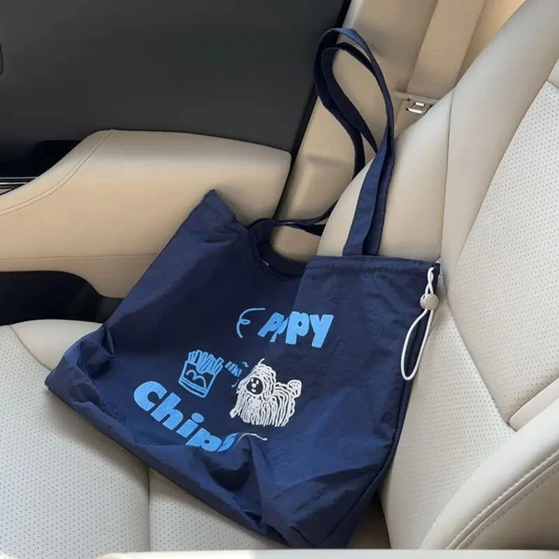 韩系ins可爱卡通小狗慵懒文艺帆布包袋日常百搭学生单肩托特包JY