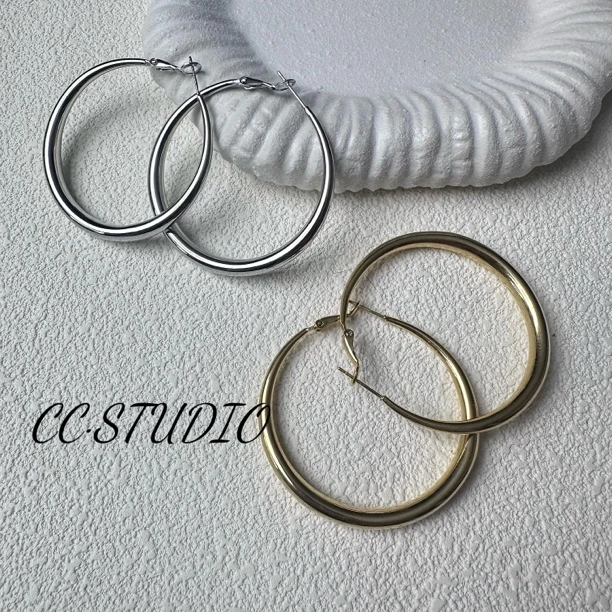 铜合金耳饰 欧美个性经典素圈耳环