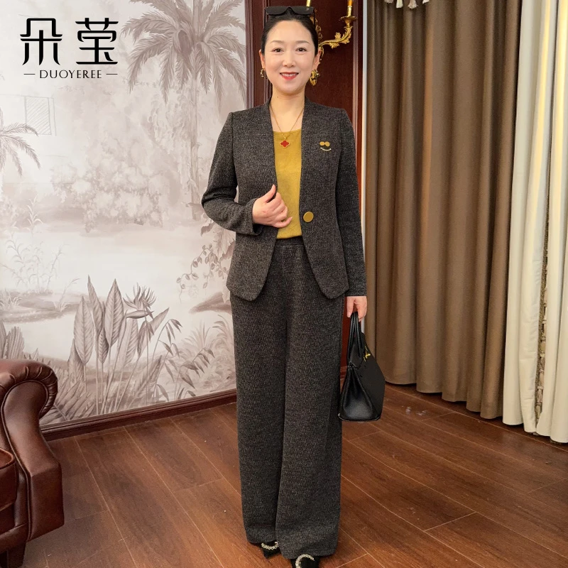 新品推荐时尚妈妈装西装三件套装春季新款中年女洋气休闲外套裤子