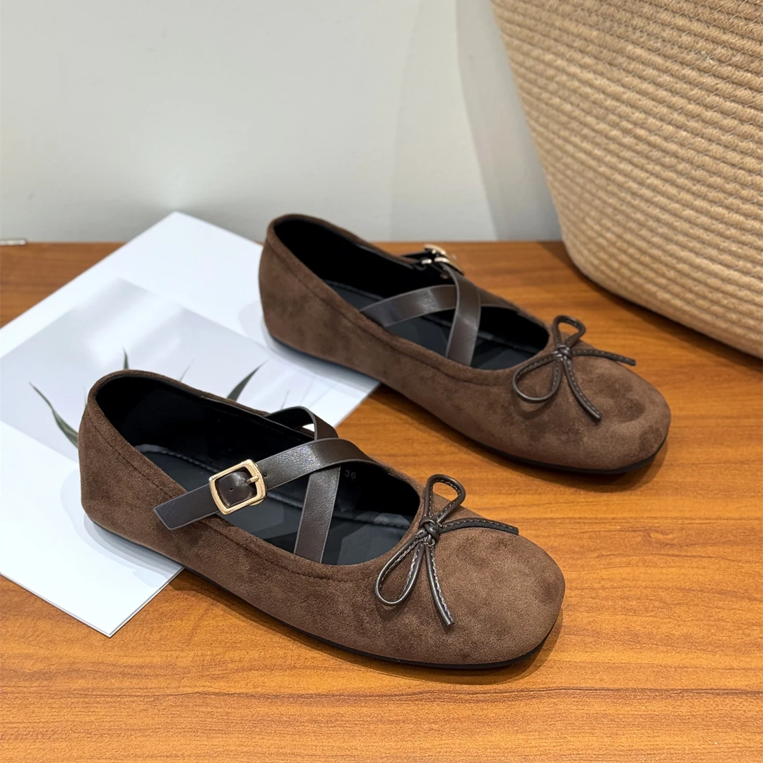 法式平底甜美蝴蝶结芭蕾单鞋女2025新款秋季圆头复古玛丽珍小皮鞋