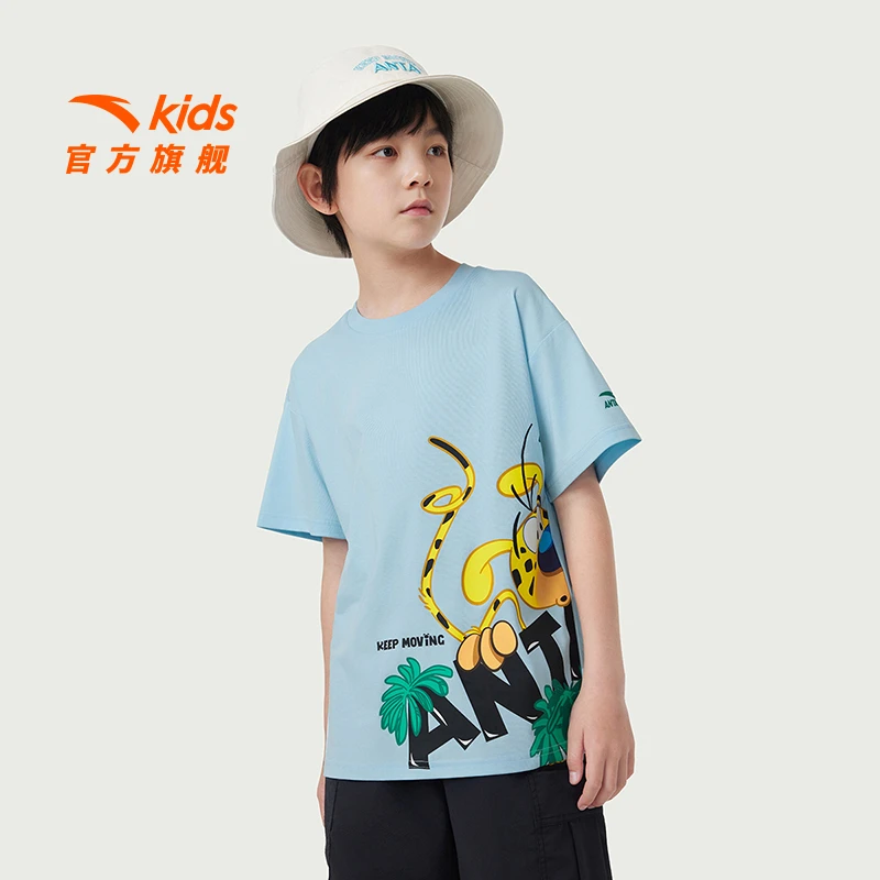 商场同款|安踏儿童×长尾豹马修比利时ip首度重磅联名款短袖8113