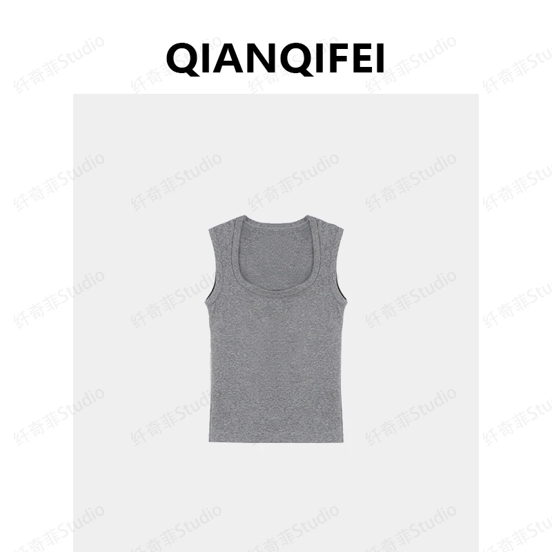 新款纯色打底修身显瘦方领背心 81001-8645