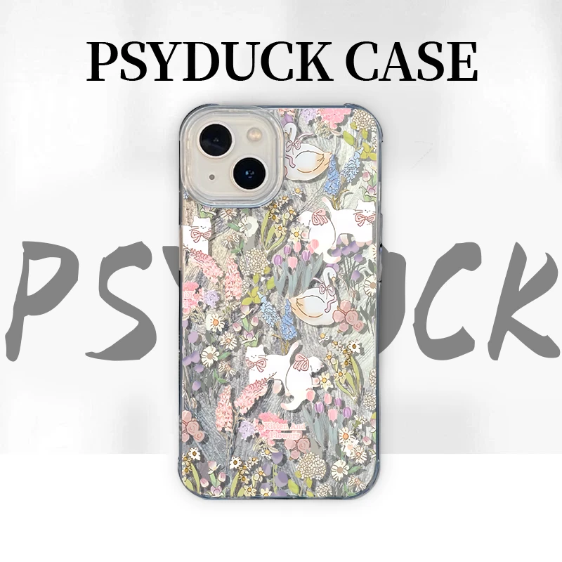 适用苹果华为一加小米花园小猫大鹅IMD羽纱卡通动漫防摔手机壳