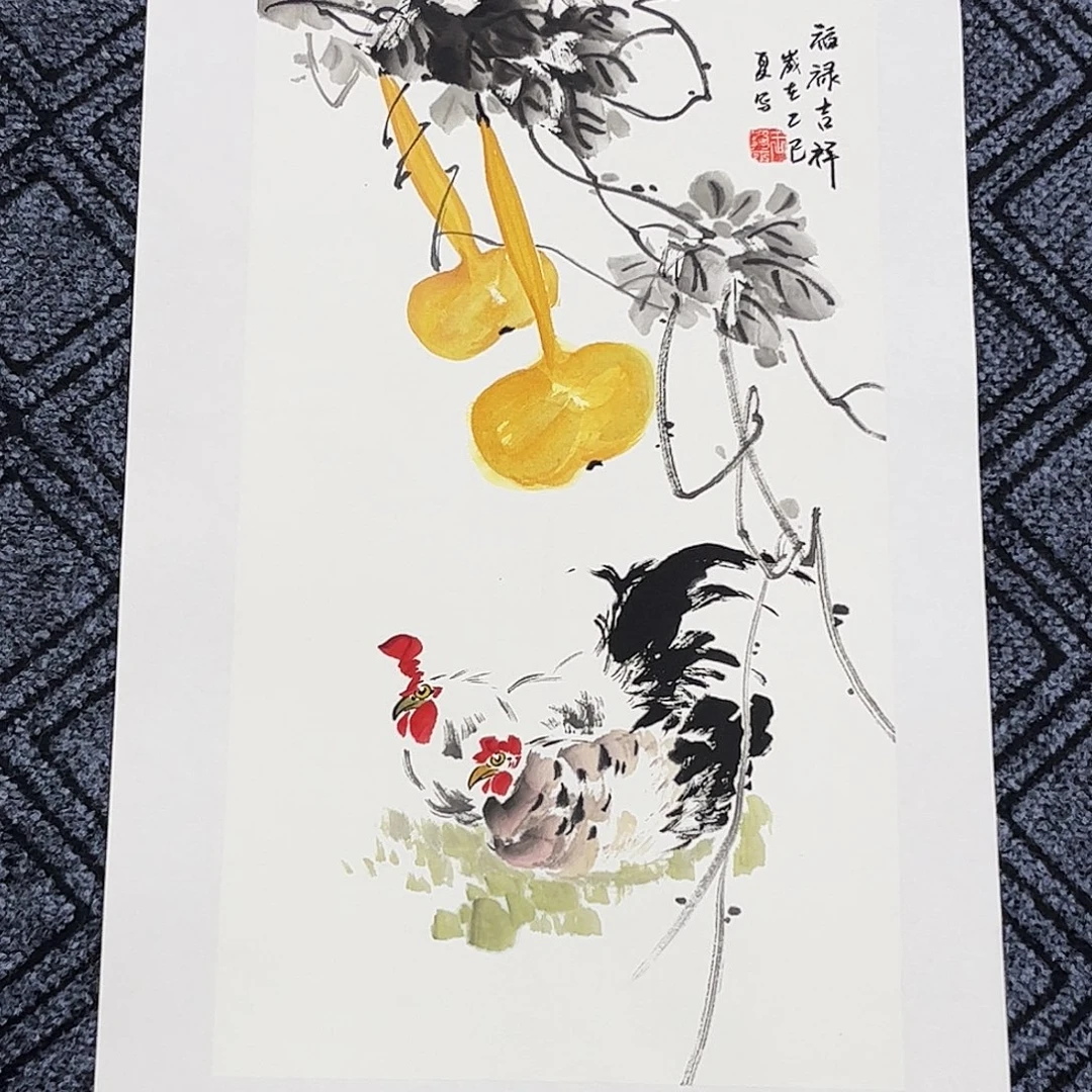 天***道国画王峰玉老师四尺四开花鸟作品旭