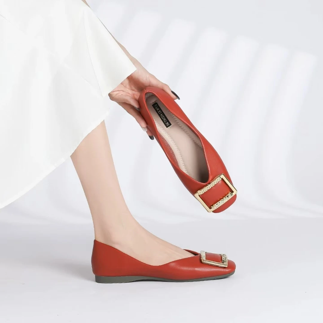 6831-3安可拉红平底单鞋2025年款方扣法式平底鞋温柔小香风单鞋女