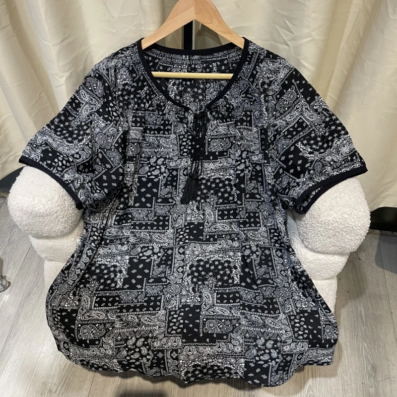 PWD33123【现货仅上衣】(冰感夏花)波西米亚风宽松显瘦上衣【衣长72】