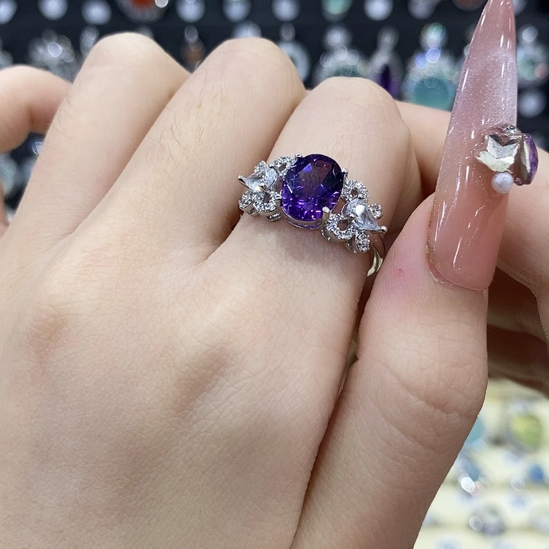 银S925镶嵌戒指紫晶