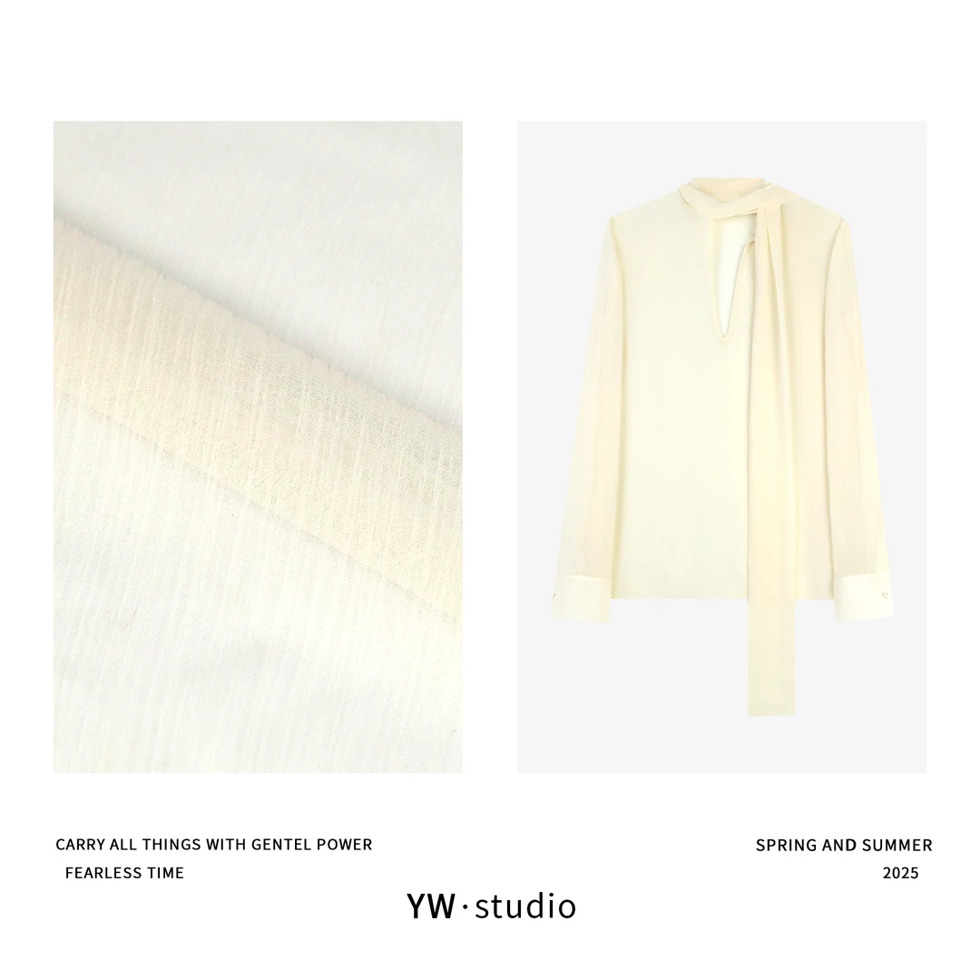 YUWEI/定制 高智感法式飘带轻透飘逸肌理感亲肤长袖小衫 CYPL3140