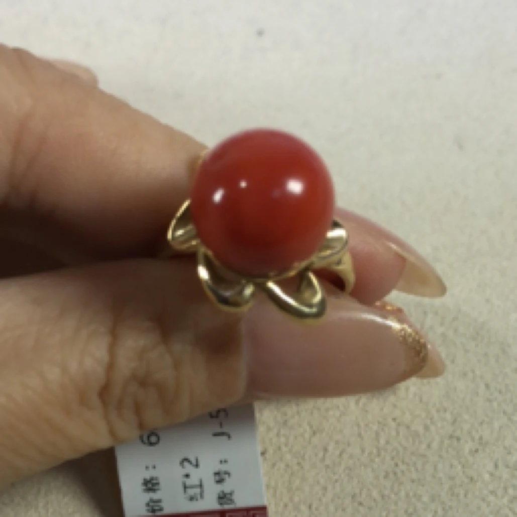天然红珊瑚戒指956