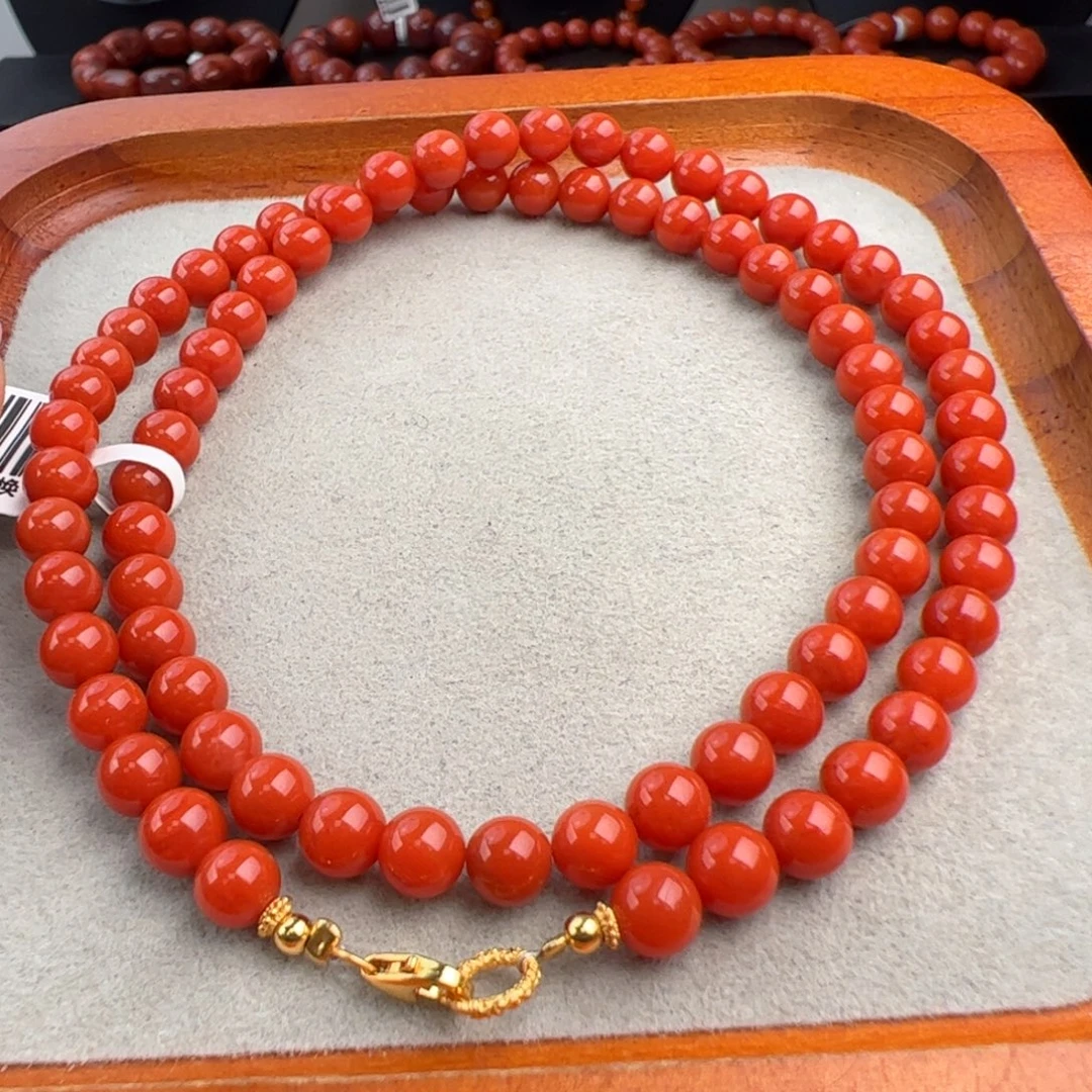 南红玛瑙银S925镶嵌（满肉项链5+）