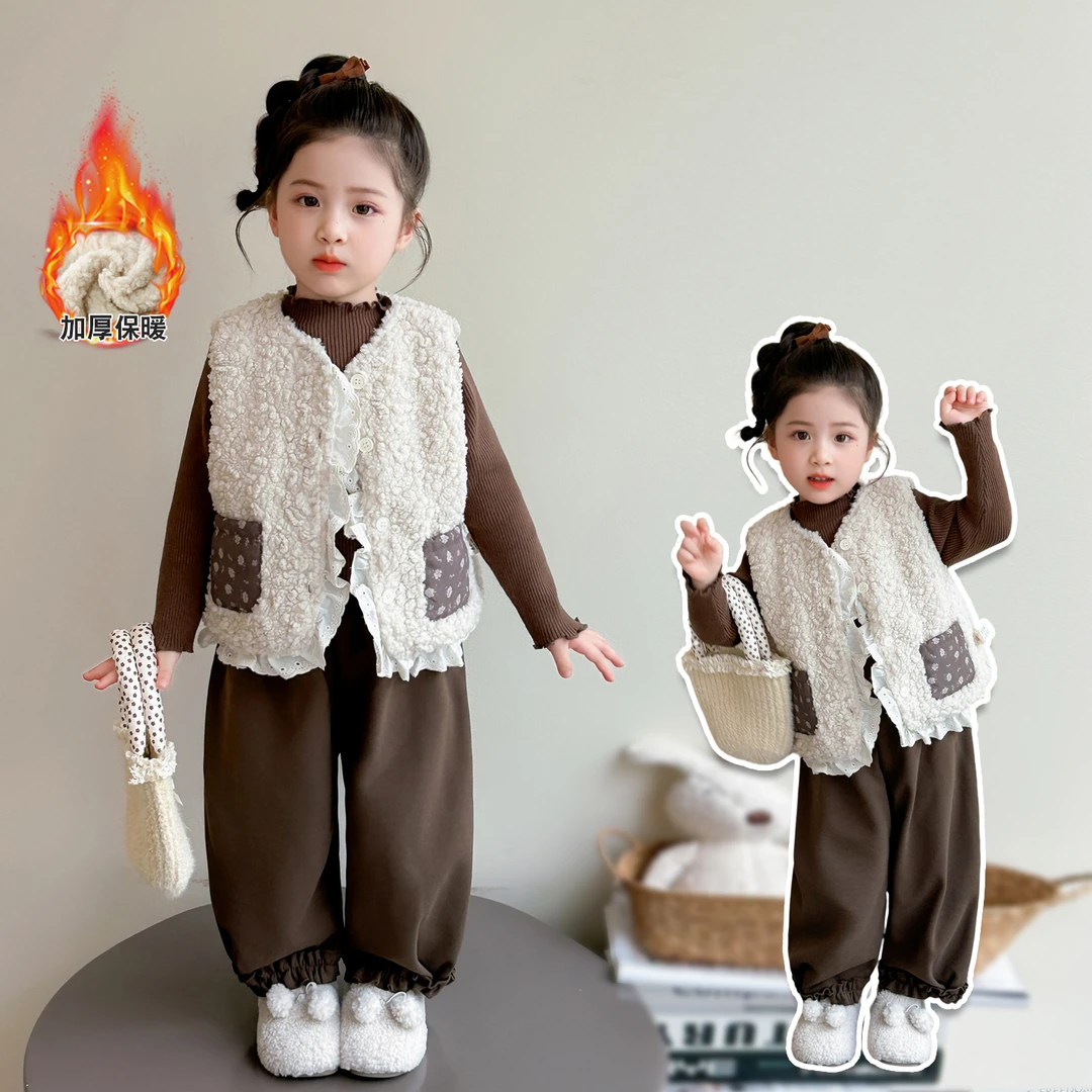 女童秋冬三件套时髦洋气百搭加厚