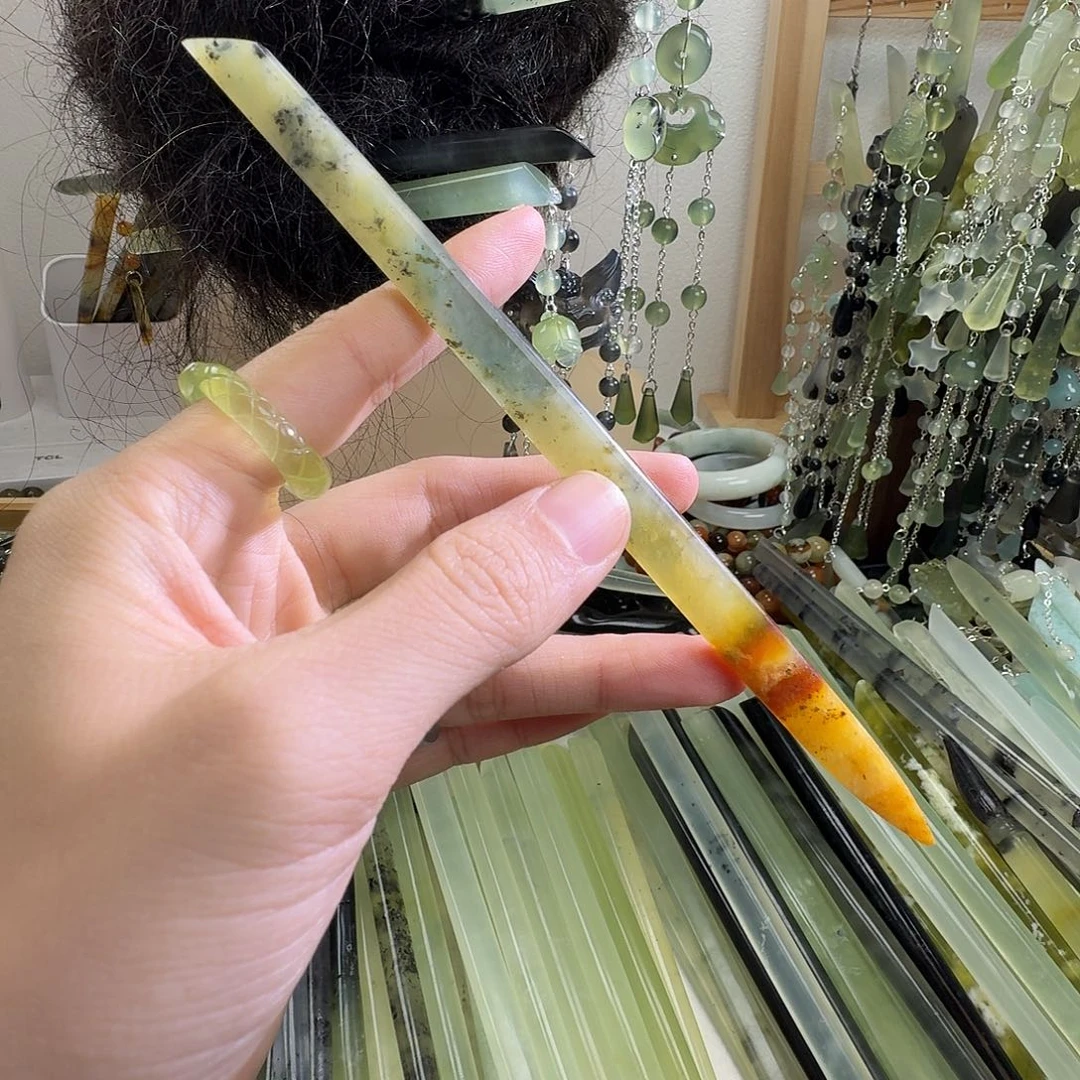 蛇纹石玉合金发饰