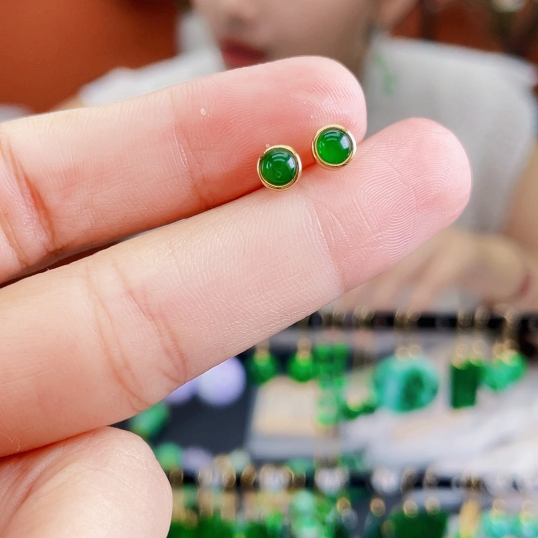 银S925镶嵌翡翠耳饰