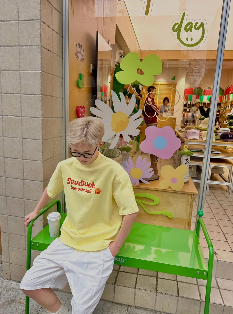 ccnoter【夏日多巴胺重磅黄色T恤休闲纯棉上衣夏季】