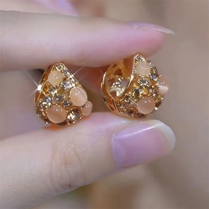 925银针耳饰 奢华女金色原创设计复古耳饰-412