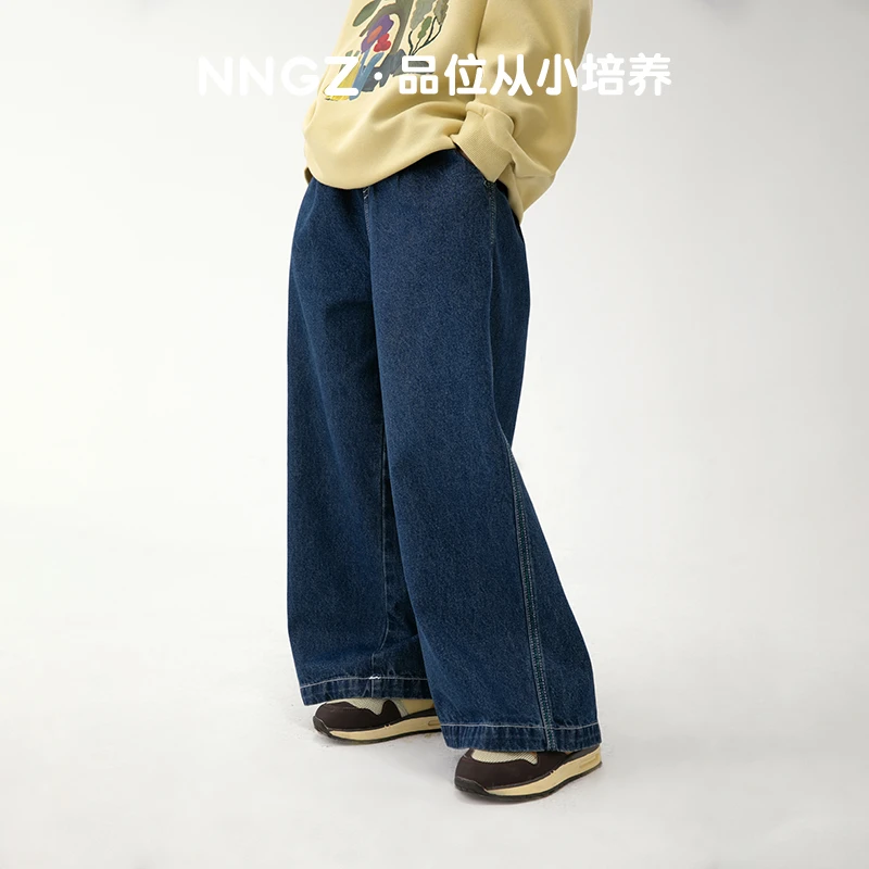 NNGZ春季女童牛仔裤宽松百搭阔腿裤洋气休闲裤子B25AN1024H