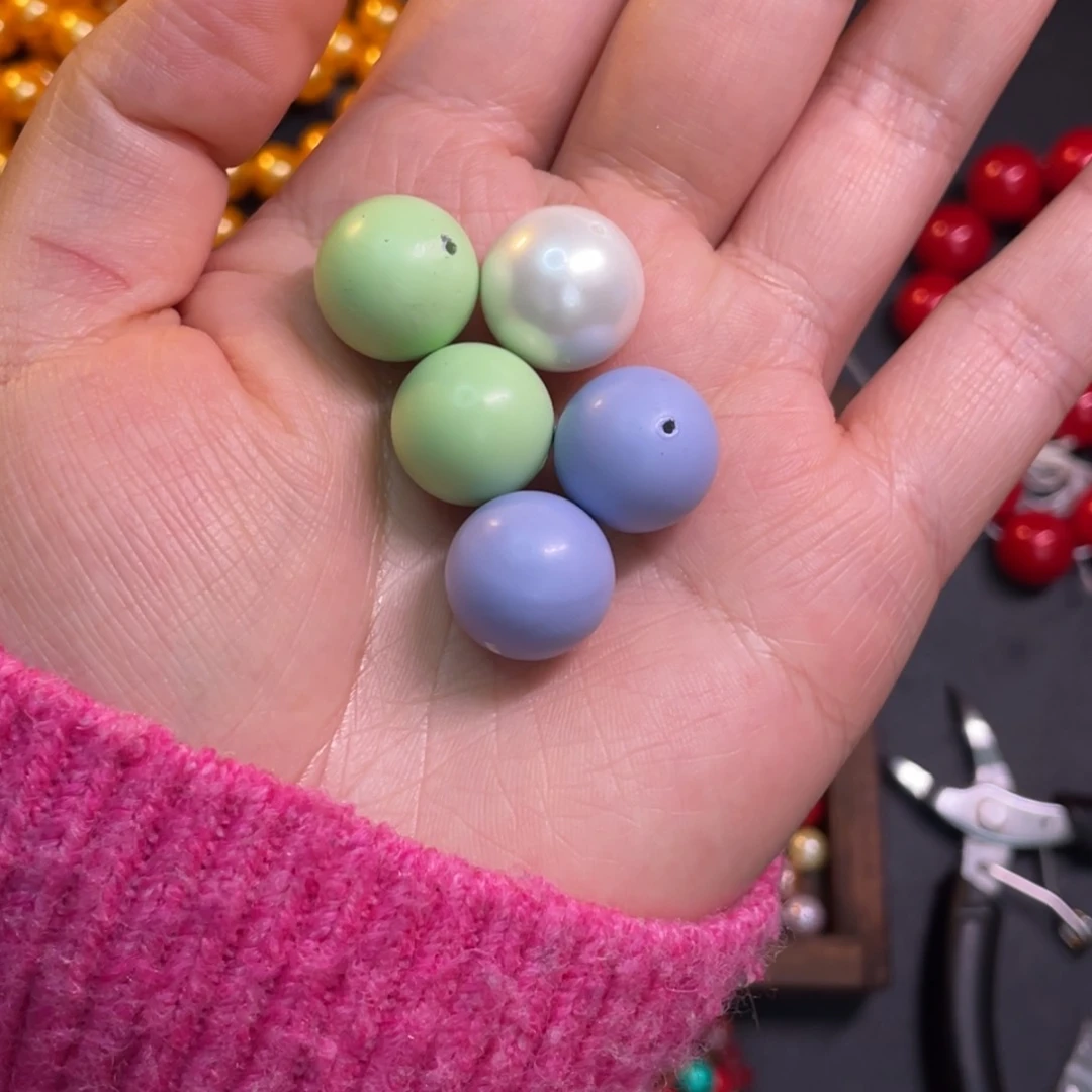 16mm贝珠磨砂色5颗装手工编绳配珠