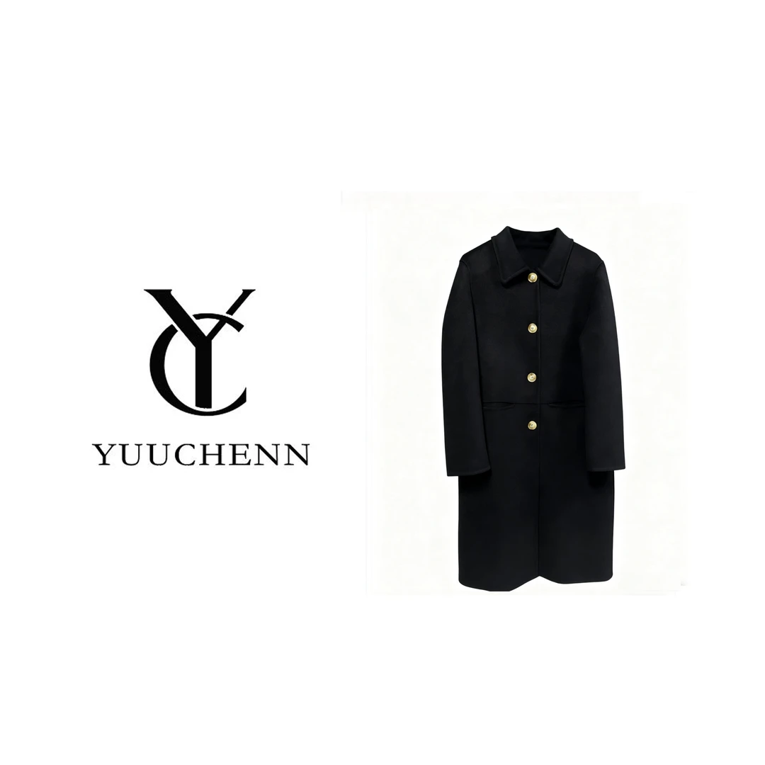 YUUCHENN羊毛拼接长款大衣309